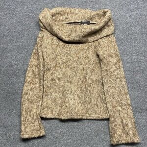 Vintage Helium Sweater Brown Cowl Neck Polyester Soft USA MADE Women's Sz L